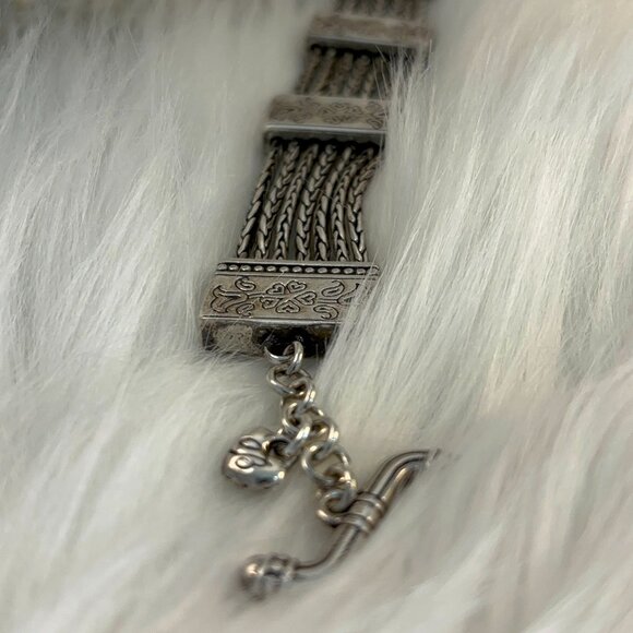 BRIGHTON VINTAGE MULTI-STRAND SILVERPLATED FLORAL BRACELET - Picture 9 of 10